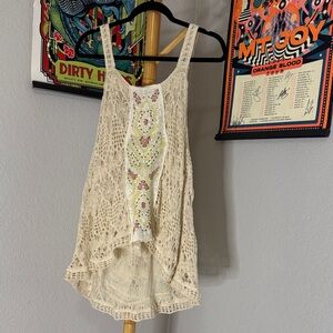 Free People Beige Lace Tank Top